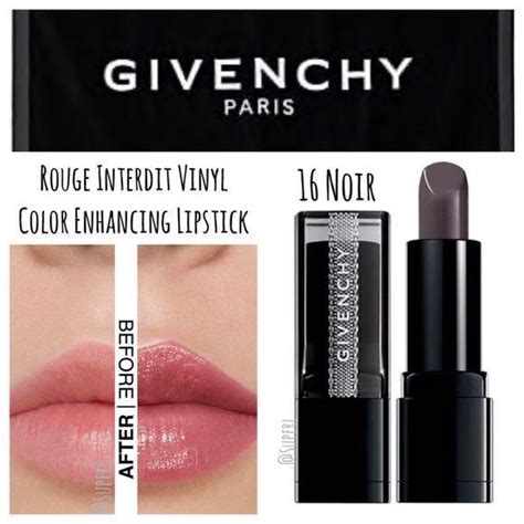 givenchy rouge interdit vinyl color enhancing lipstick noir revelateur|Givenchy gloss interdit vinyl swatches.